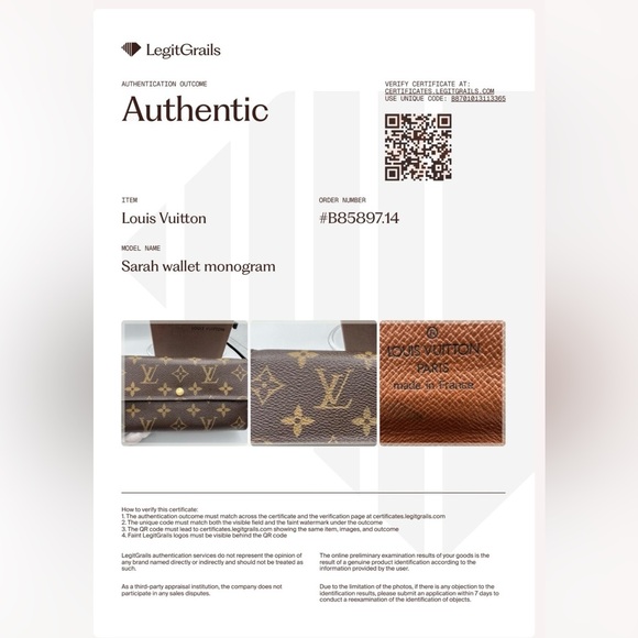 Louis Vuitton Vintage Sarah Wallet - GUC - With COA - Picture 4 of 16